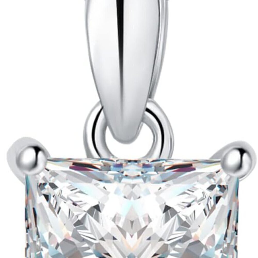 Sterling Silver Necklace with Cubic Zirconia 18 Inch Chain for Women
